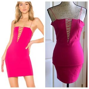 Revolve By The Way Taya Criss Cross Mini Bodycon Pink Dress sz XSmall